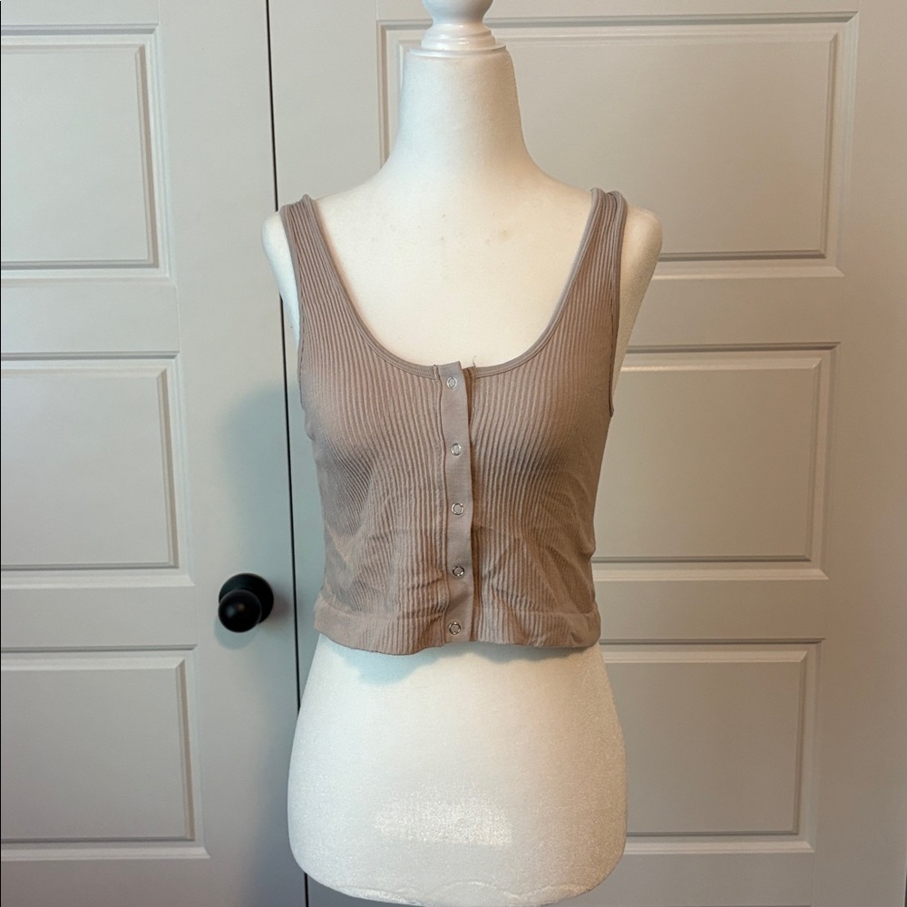 Love Tree Beige Textured Crop Top